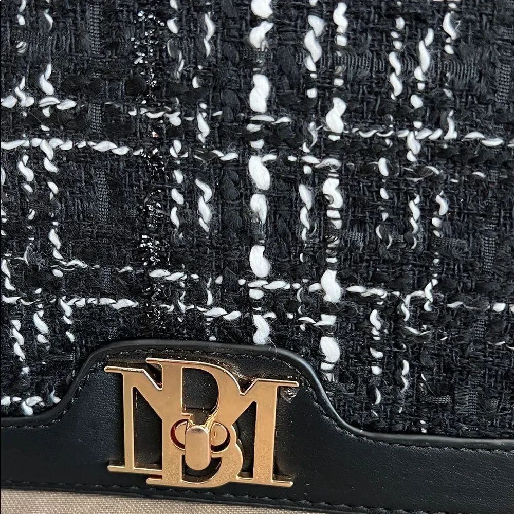 Badgley Mischka Black Tweed Crossbody Bag Gold Chain NWT MSRP $129